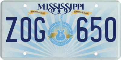 MS license plate ZOG650