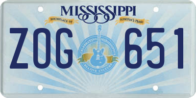 MS license plate ZOG651