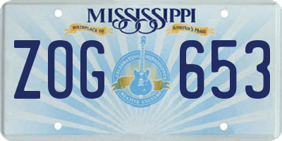 MS license plate ZOG653