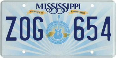 MS license plate ZOG654