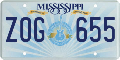MS license plate ZOG655