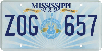 MS license plate ZOG657