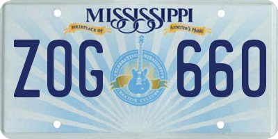 MS license plate ZOG660