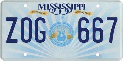 MS license plate ZOG667