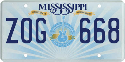 MS license plate ZOG668
