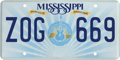 MS license plate ZOG669