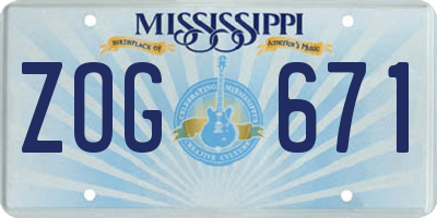 MS license plate ZOG671