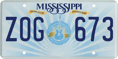 MS license plate ZOG673