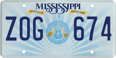 MS license plate ZOG674