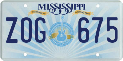 MS license plate ZOG675