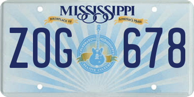 MS license plate ZOG678