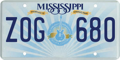MS license plate ZOG680