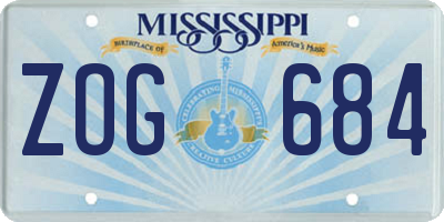 MS license plate ZOG684