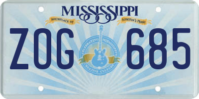 MS license plate ZOG685