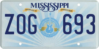 MS license plate ZOG693