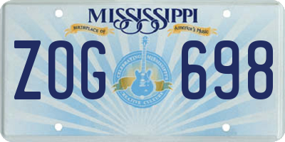 MS license plate ZOG698