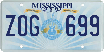 MS license plate ZOG699