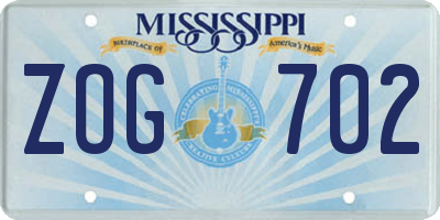 MS license plate ZOG702