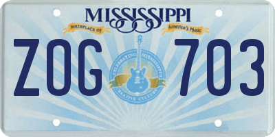 MS license plate ZOG703