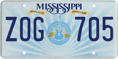 MS license plate ZOG705