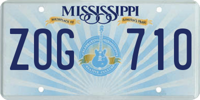 MS license plate ZOG710