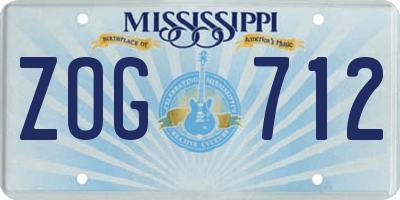MS license plate ZOG712