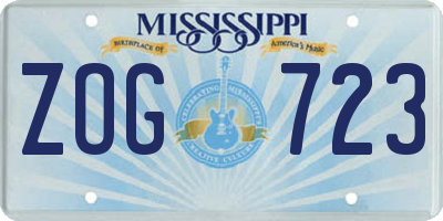 MS license plate ZOG723