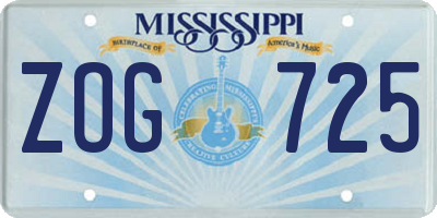 MS license plate ZOG725