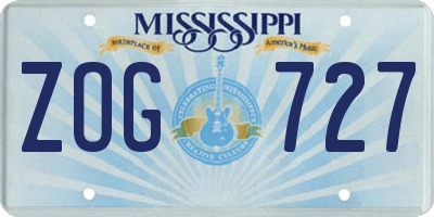 MS license plate ZOG727