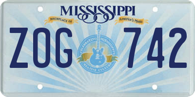 MS license plate ZOG742