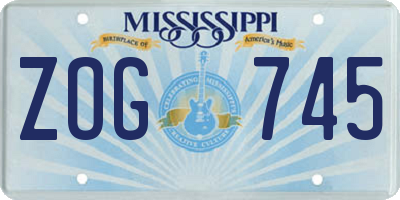 MS license plate ZOG745