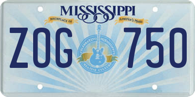 MS license plate ZOG750
