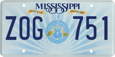 MS license plate ZOG751