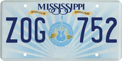 MS license plate ZOG752