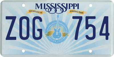 MS license plate ZOG754