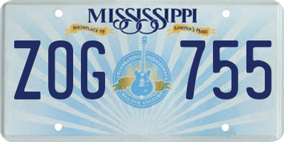 MS license plate ZOG755