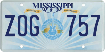 MS license plate ZOG757