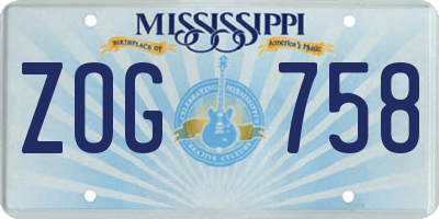 MS license plate ZOG758