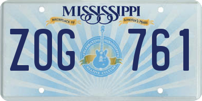 MS license plate ZOG761