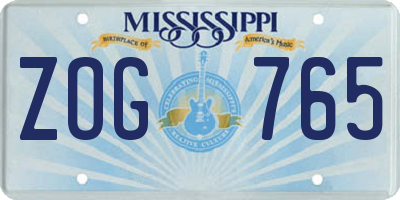 MS license plate ZOG765