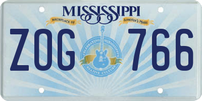 MS license plate ZOG766