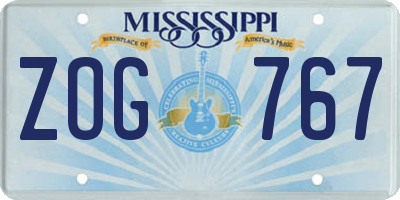 MS license plate ZOG767