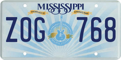 MS license plate ZOG768
