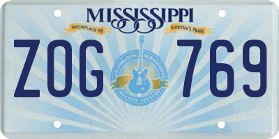 MS license plate ZOG769