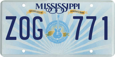 MS license plate ZOG771