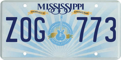 MS license plate ZOG773