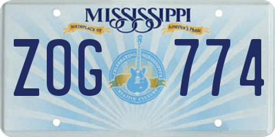 MS license plate ZOG774