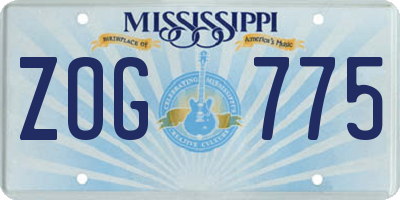 MS license plate ZOG775