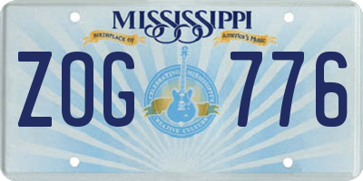 MS license plate ZOG776