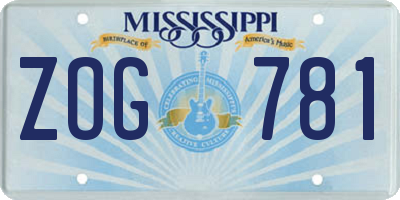 MS license plate ZOG781